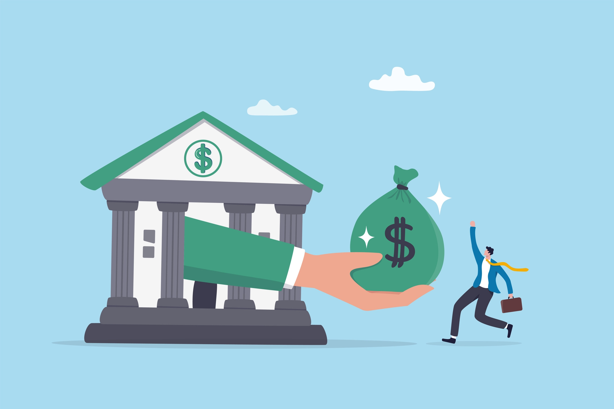 Representación de un banco haciendo préstamos