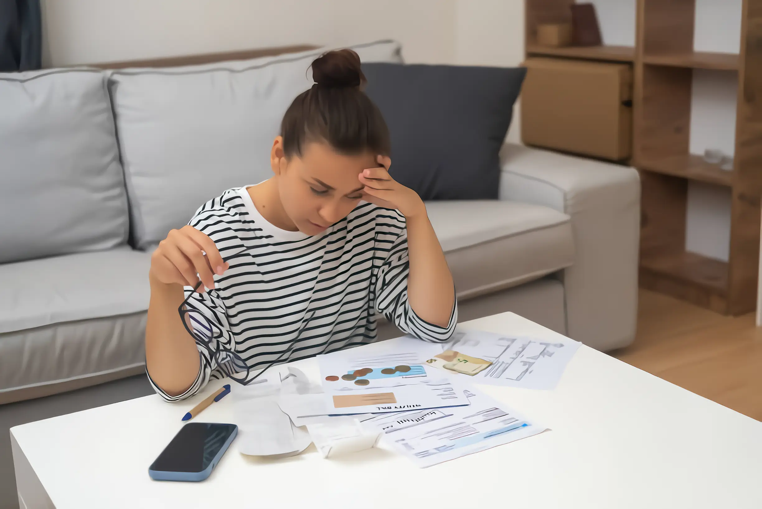 Mujer en una crisis financiera